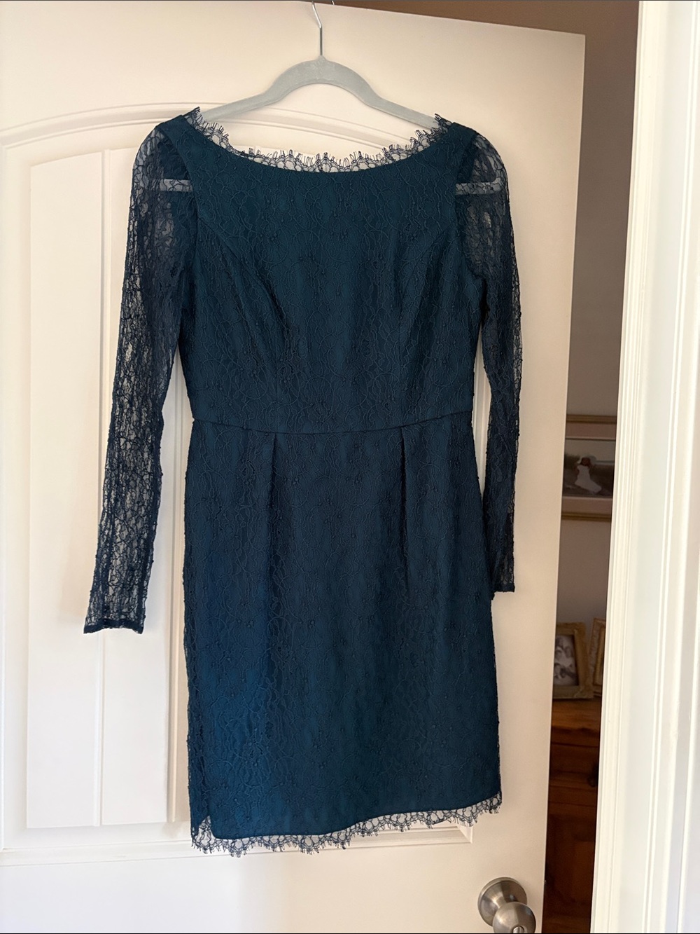 Shoshanna Teal Lace Long-Sleeve Sheath Dress